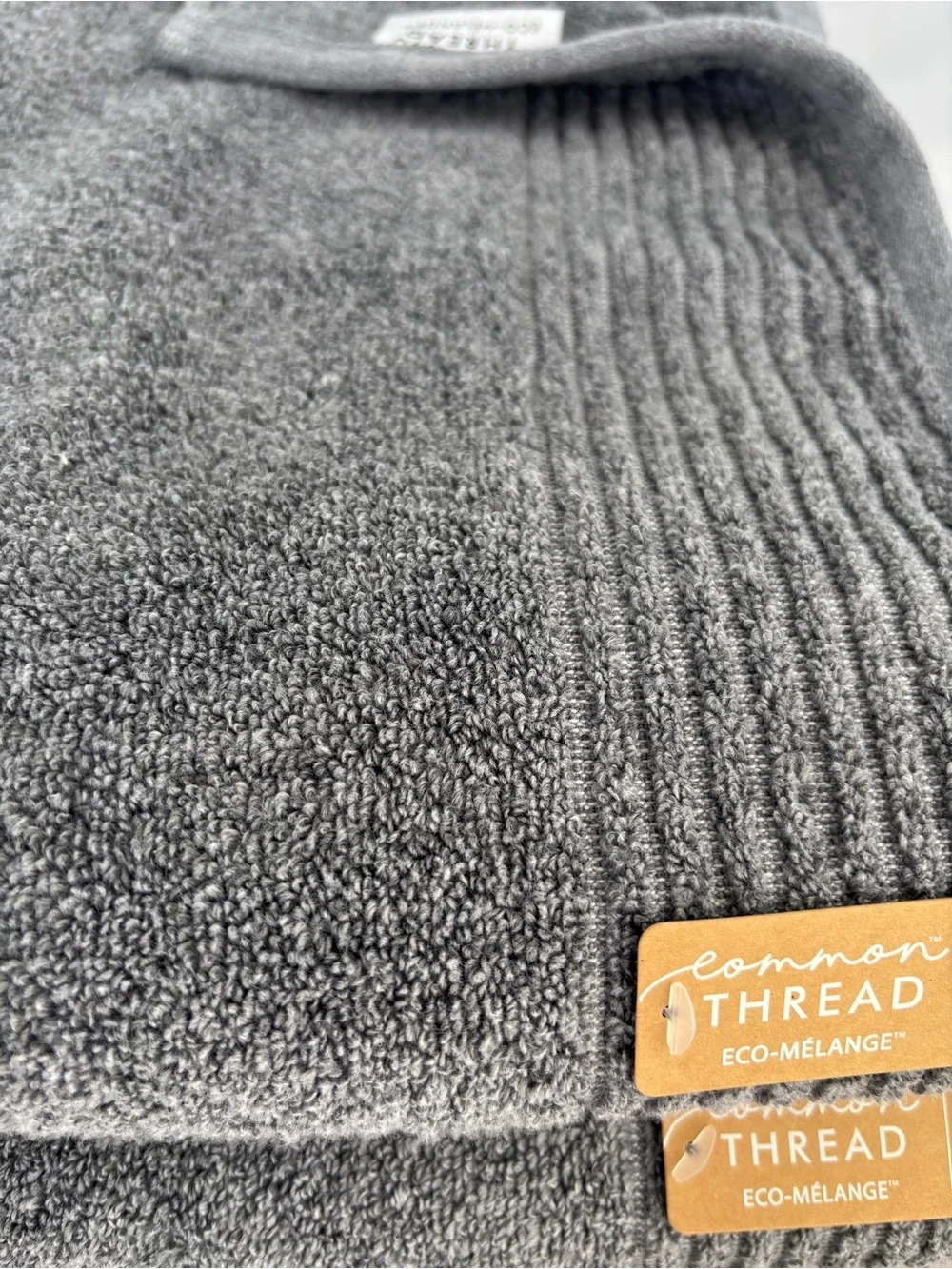 NWT 2Pc Common Thread Bamboo Eco-Melange Charcoal Grey Bath Towels